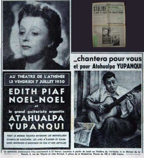 Edith Piaf et Atahualpa Yupanqui le 7 juillet 1950 à Paris