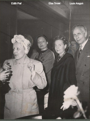 Edith Piaf, Elsa Triolet y Louis Aragon, 1948