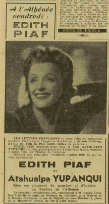 Anuncio concierto Piaf Yupanqui 2