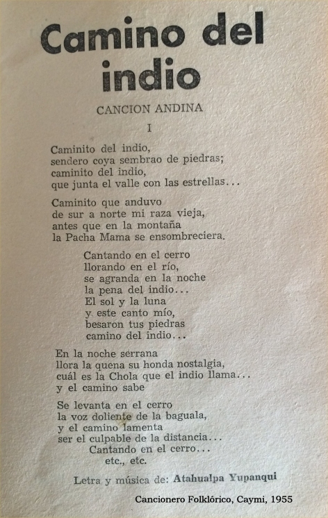 Camino del indio - letra